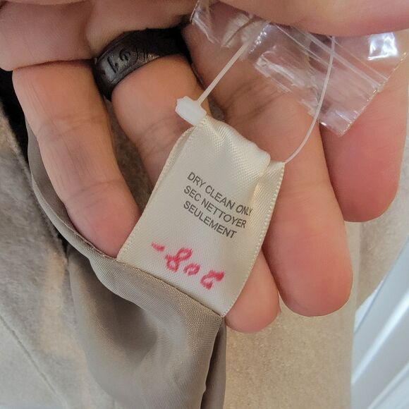 Rebecca Taylor Womens Sz 4 Belted Coat Wool Blend Long Beige Ruffle Collar Retro - Picture 8 of 13